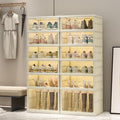6 Tiers Foldable Shoe Rack Organizer for Closet with Wheels, 24Pairs Plastic Collapsible Shoe Shelf for Front Door Entrance Stackable Clear Folding Shoes Storage Boxes Tall Shoe Cabinet