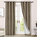 Macochico 100% Blackout Chenille Curtains for Living Room Classic Chenille Window Curtain Panels Thermal Drapes for Bedroom Hotel Grommet Curtains with Tieback Palm 84" Wx96 L 1 Panel