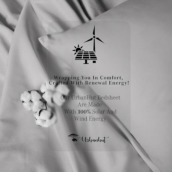 URBANHUT 800 Thread Count 100% Cotton Twin Size Sheets, Luxury 4 Piece Twin Bedsheets, Hotel Sheets Sateen Finish - Better Than Egyptian, 14" Elasticized Deep Pocket - Dark Grey