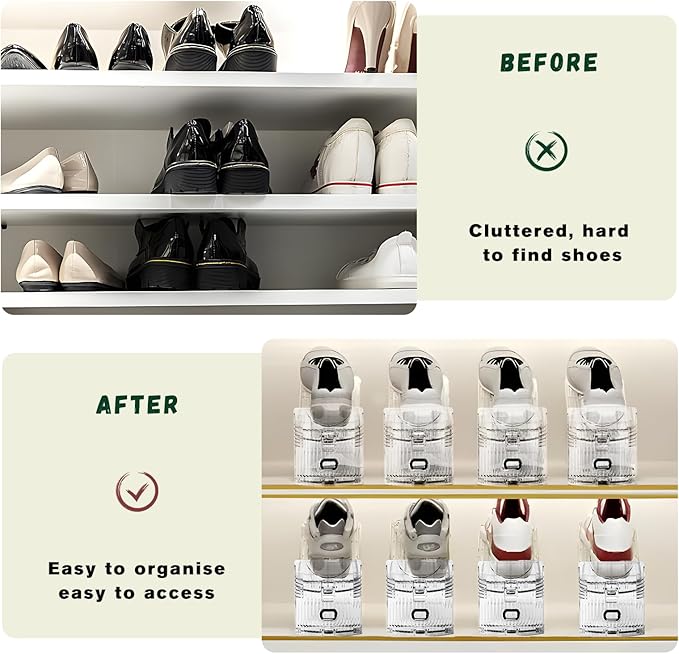 Shoe Slots Organizer for Closet,30 Pack Shoe Stacker Shoes Rack Organizer for Closet Space Saver Storage Shoe Holder Organization(Transparent)