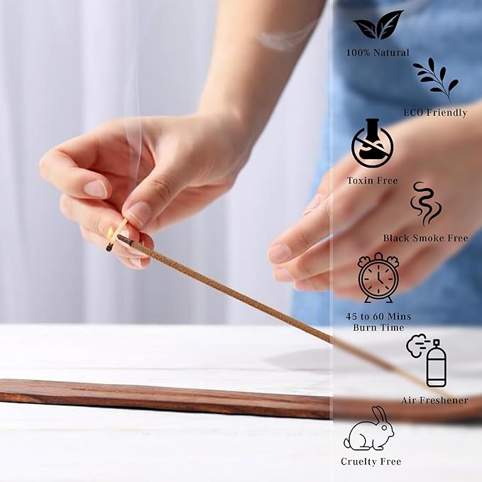 Cedarwood Incense Sticks, Organic Hand Dipped 100 Sticks with Natural Herbs & Aromatic Ingredients, Burn Time 45 to 60 Minutes, Incense for Positivity, Yoga, Meditation, Relaxation, Spiritual Gift