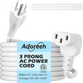 Adoreen 4 Ft Computer TV Replacement Power Cord White, 90 Degree Angled L-Shaped 18AWG 3-Prong AC Universal Power Supply Cable NEMA 5-15P to IEC 320 C13 for Printer, PC, Monitor TV LCD, ETL+Ties