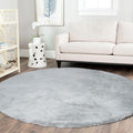 Latepis Grey Shag Rugs 5ft Round Rug Washable Faux Rabbit Fur Rug Fluffy Fuzzy Soft Circle Rugs for Living Room Bedroom Nursery Boho Teen Room Decor