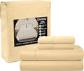 100% Egyptian Cotton Sheets Full Size Bed Set, Deep Pocket Full Sheet Set, 400 Thread Count Cotton Bed Sheets, Naturally Cool Soft Breathable Elasticated Luxury Bedding For All Seasons-Semolina
