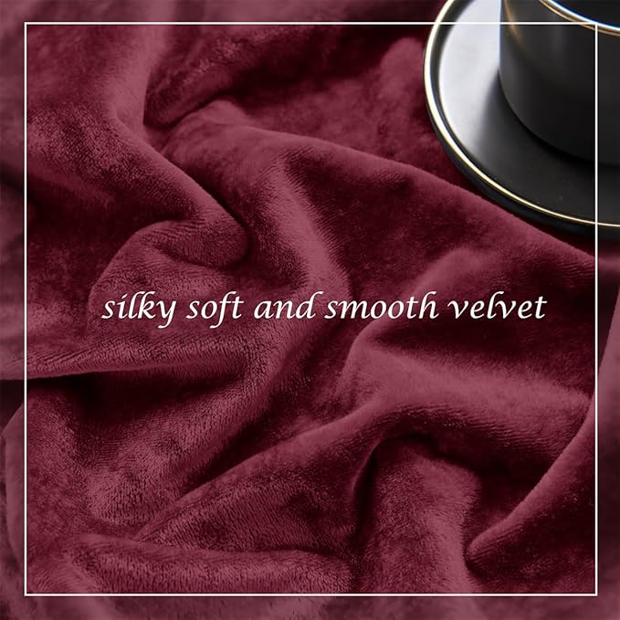 SMILETIME Burgundy Red Crushed Velvet Curtains 52x108 inch Luxurious Thermal Insulated Soundproof Drapes for Living Room Bedroom Office Soft and Durable Light-Filtering Window Treatments, 2 Panels