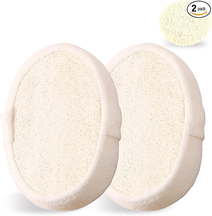 Natural Shower Loofah Sponge Exfoliating Body Scrubber，Natural Organic Beauty Exfoliating Loofah for Men and Women, Suitable for Cleansing Face Scrubber and Body Bath 2PCS (2 Small)