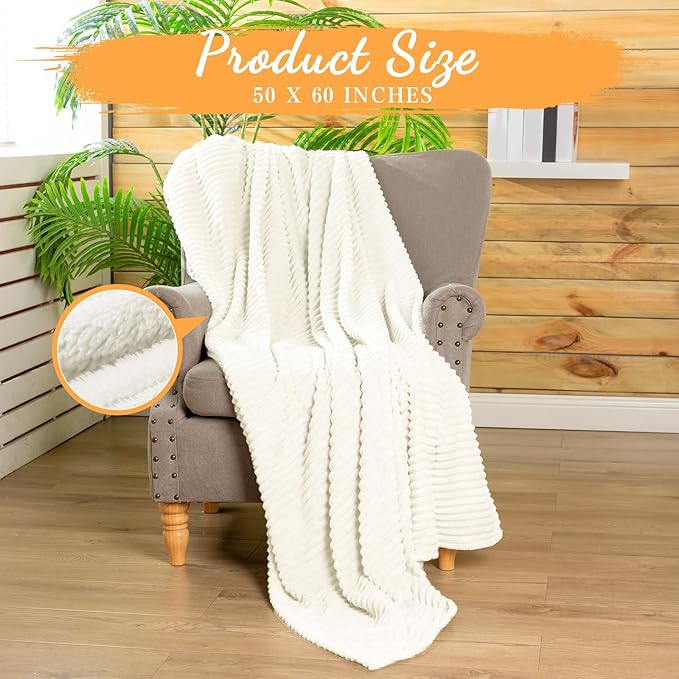 Buryeah 12 Pcs Flannel Throw Blanket Bulk 50 x 60 in Sleepover Blanket Outdoor Wedding Throw Lightweight, Oeko-tex Standard 100 Certified for Sofa Homeless Gifts (White)
