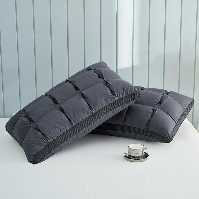 YOUR MOON Soft Pillow King Size of 2 for Sleeping, Super Soft Support Down Alternative Pillow, 100% Cotton Shell Luxury Comfy Fluffy Bed Pillows for Sleep(Gray)