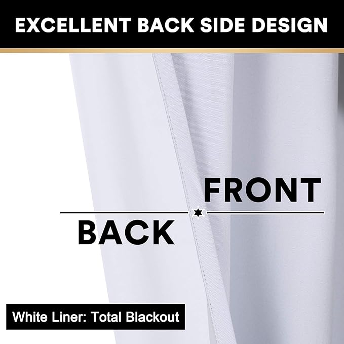 PrinceDeco Blackout White Curtains 84 Inches Long Thermal Curtains for Sliding Glass Door Room Darkening Curtains for Living Room Extra Wide Sliding Glass Door,W100 X L84 Inch, Pearl White