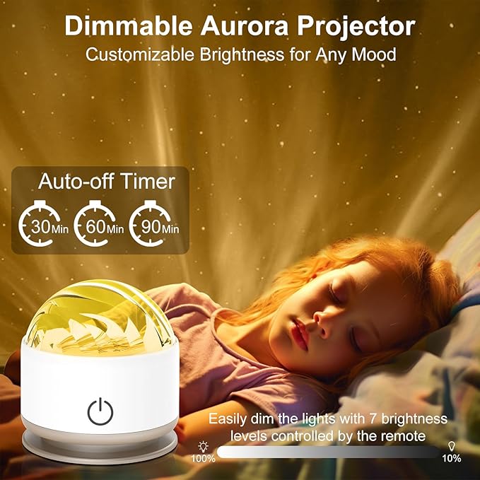 Northern Light Projector, Battery Operated Aurora Night Light with Timer Function, 13 Colors Galaxy Lamp Ripple Ceiling Projector Mood Ambient Lighting for Bedroom Adults Kids Room Girl Gift
