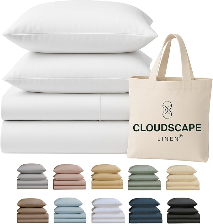 100% Egyptian Cotton Sheets King Size Sheets Set including oversized Flat Sheet, Fitted Sheet & Pillowcase sets, 400 TC Deep Pocket King Bedsheet Set, No Pill Soft Breathable Luxury White Bedding