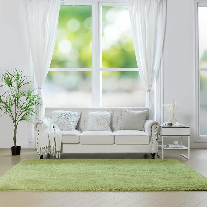 duduta Green Soft Fluffy Rug 5x8 ft, Shag Fuzzy Plush Rectangle Carpet for Bedroom Nursery Living Room Home Decor