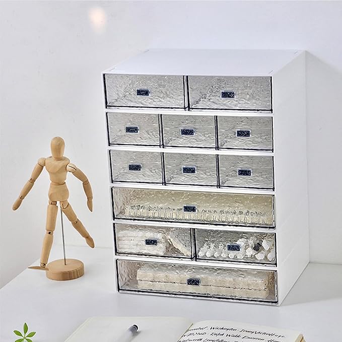 Desk Drawer Organizer, Stackable Plastic Storage Drawer, Grocery Organizer For Stationery/Office Supplies (New White, 1 Compartment)
