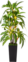 Artificial Dracaena Tree Indoor, 5Ft Faux Plants Indoor with Black Tall Planter - Faux Yucca Tall Fake Floor Plant in Pot - Artificial Plant for Home Office Living Room Decor Indoor