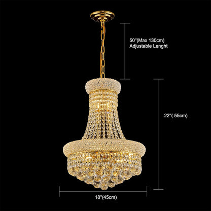 10 - Light Unique Empire Crystal Chandelier for Foyer Entryway Living Room Dining Room Bedroom Hallway Gold Finish