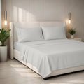 Mayfair Linen 100% Egyptian Cotton Queen Sheets Set - 2000 Series Luxury Sheets Queen Size Bed Set, Soft & Cooling, Sateen Weave 17" Extra Deep Pocket Hotel Collection Sheet (4 Pc, Light Grey)
