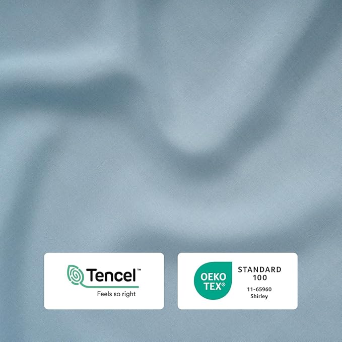 Reebok Twin Size Sheet Set from Tencel Eucalyptus - Soft, Cooling & Breathable for Hot Sleepers, Deep Pocket Up to 17 Inches, 4Pc Hotel Luxury Bedding Set, Bedsheet & Pillowcases (Niagara Mist, Twin)