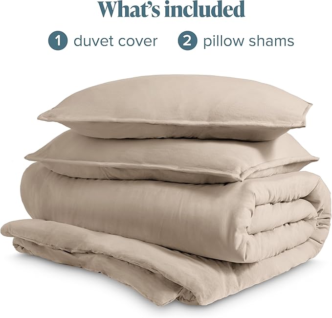 Bare Home Microfiber Duvet Cover Set - Ultra Soft Washed Microfiber - Full Size - Linen-Like Look - Easy Care - Breathable Fabric - Our Softest Duvet Cover Set (Full, Pebble Beach)