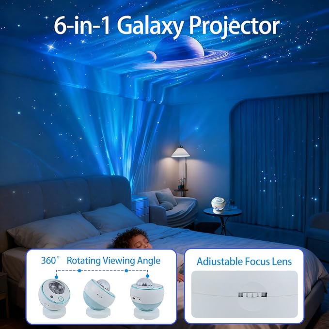 Northern Lights Projector Galaxy Projector for Bedroom, 3 HD projection lenses,16-Color Moon Light,USD&Bluetooth Speaker Str Projector Galaxy Lights, Ambient Lighting,Lights for Bedroom Gifts for Boys