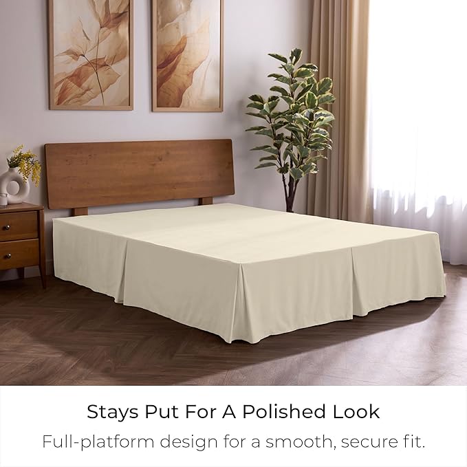 Mellanni Bed Skirt Full Size - Bed Skirting - 15-Inch Tailored Drop Pleated Dust Ruffle - Hotel Luxury Bedding - Wrinkle, Fade, Stain Resistant - 1 Bedskirt (Full, Golden Ivory)