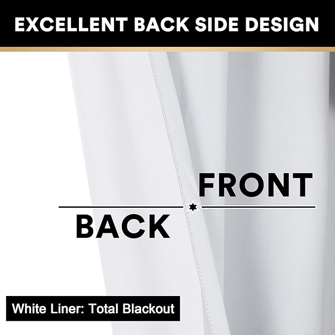 PrinceDeco 100% Blackout Curtains for Living Room Sliding Door Curtains Blackout Curtain 96 Inches Long Patio Treatment for Sliding Door Thermal Insulated Curtain,W100 X L96 Inch,Pure White