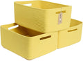 Large Storage Baskets for Shelves, Closet Organizers Bins for Clothes Blanket Towels, Baby Nursery, Toy Baskets Box, Woven Rope Baskets, 17 x 13 x 7.5”, 3 Packs Yellow