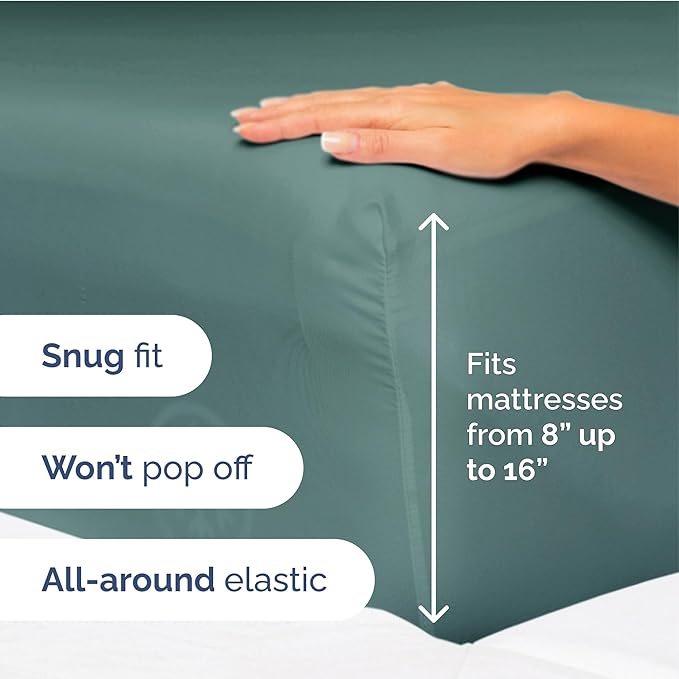 Full Size 4 Piece Sheet Set - Extra Soft, Breathable & Cooling Sheets - Hotel Luxury Durable Bed Sheets for Women & Men - Deep Pockets, Easy-Fit & Wrinkle-Free Sheets - Dusty Teal Oeko-Tex Bed Sheets