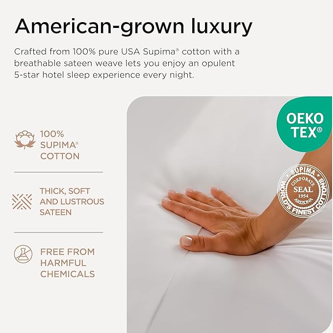 Threadmill Supima Cotton Sheets, 1200 Thread Count 100% Cotton Sheets for Cal King Size Bed, 4 Pc White Cal King Bed Sheets Set, 5-Star Hotel Quality with Elasticized Deep Pocket King