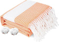 Genovega Oversized Cotton Turkish Beach Towels 74"x38" Thin Quick Dry Sand Free Pool Swim Bathing Towel Extra Large Blanket Adult Travel Essentials Accessories Must Haves Summer Vacation Orange Dot