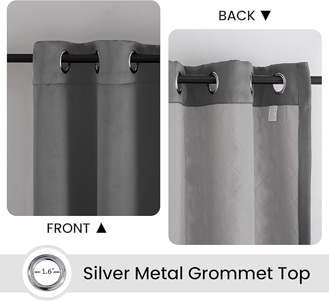 3-in-1 Layers Soundproof Curtains,Grommet Full Blackout Thermal Noise Dampening Curtains for Living Room, Bedroom(1 Panel,Grey,50" x84")