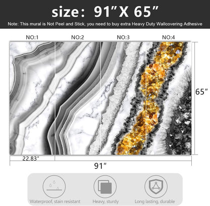 -Black and Gold Marbled Fabric Wallpaper Living Room Abstract Art Bedroom Bathroom Wall Mural- 91"x65"（ not Peel and Stick）