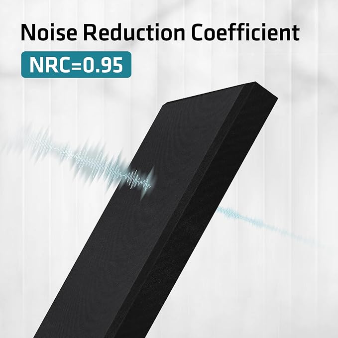 UMIACOUSTICS 2 PCS Fiberglass Acoustic Panels, 48x12x2 Inches Sound Absorbing Panels,Sound Proof Panels for Studios, Office, Home Theater. (Black)
