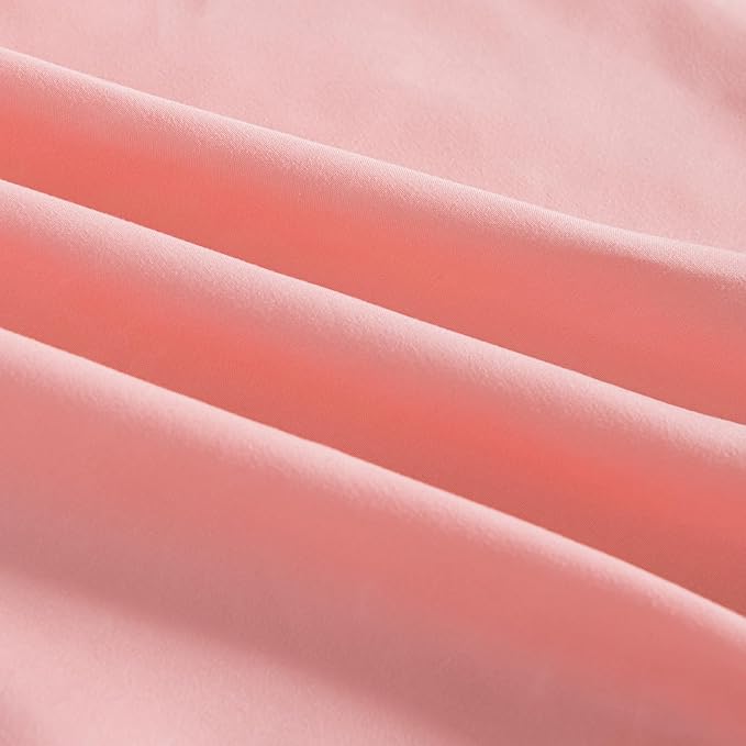 Bed Skirt Twin Size， Ruffled Bed Skirts with Split Corners, 14 Inch Drop Dust Ruffle Bed Skirt with Platform, 14 Inch, Peach