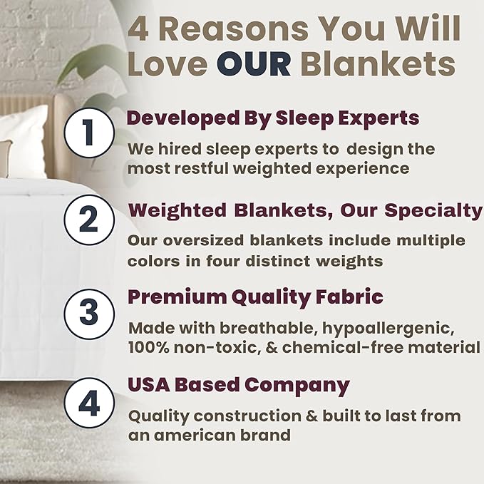 HomeSmart Products White Weighted Blanket Queen Size 30 lbs - Premium Ultra Soft Fabric