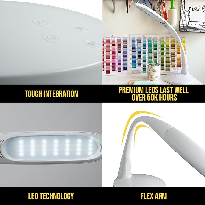 Stella Two Task Lamp, Adjustable Desk Lamp, Dimmable LED Light with Custom Color Temperature for Desk, Home Office, Bedroom, or Living Room, Modern Design for Work, Study, and Reading Needs (12W)