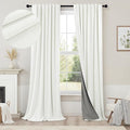 120 Inches Extra Long Curtains for Living Room 2 Panels Faux Linen Darkening Insulated Thermal 100% Blackout Drapery Ceiling Curtain for Large Big Window Treatments Ideas Drapes Off White Ivory 52x120