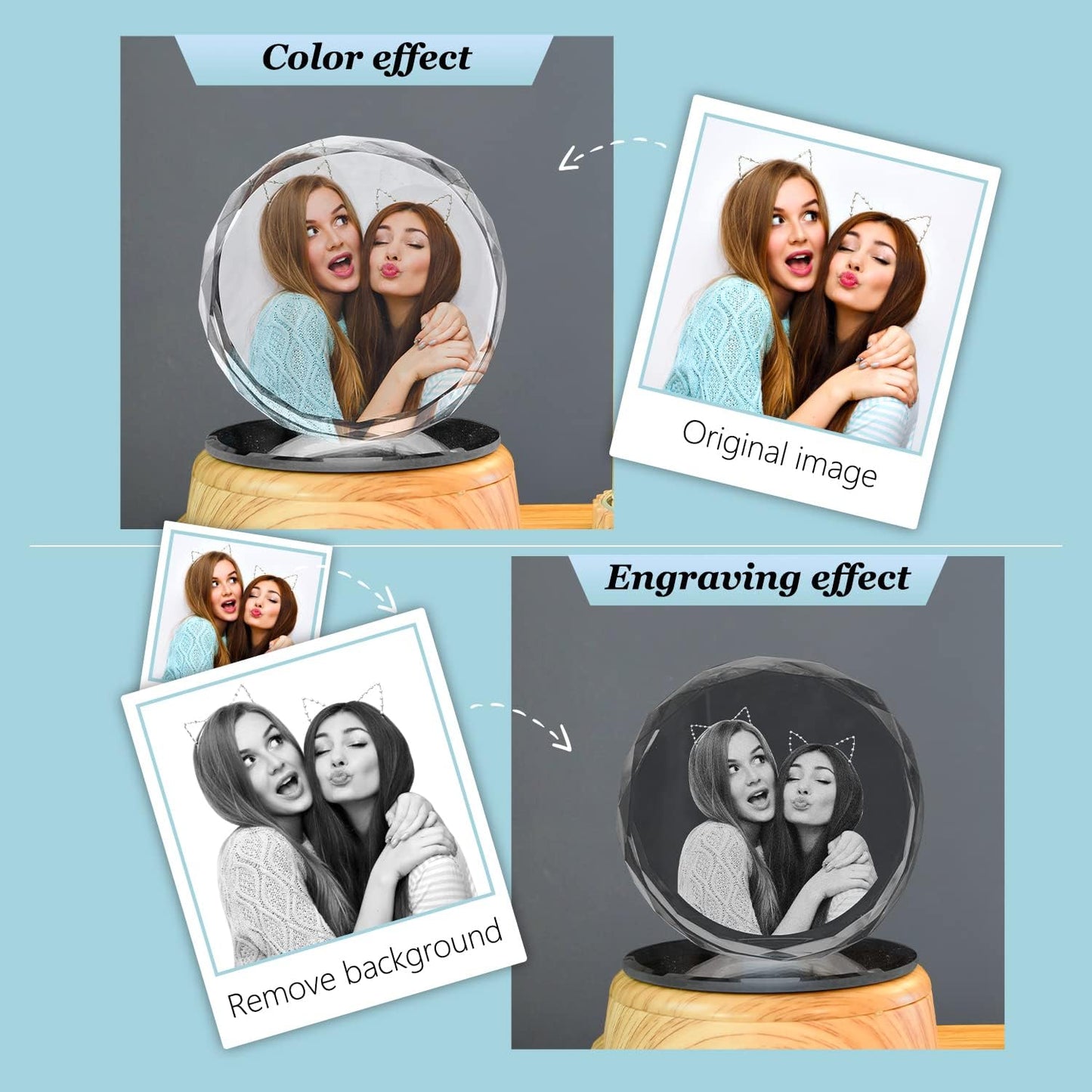 Round Personalize Your Photo LED 3D Night Light Mother Gifts for Christmas Kids Boys & Girls Women Birthday Gifts with Led Colourful Light Base