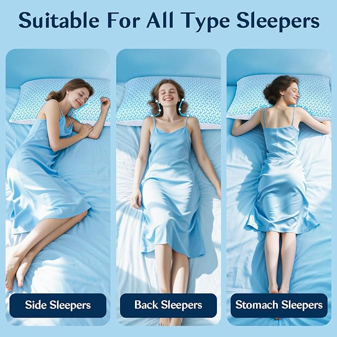 Shredded Memory Foam Pillows Queen Size Set of 2, Adjustable Memory Foam Pillows 2 Pack, Cooling Bed Pillow for Side Back and Stomach Sleepers for Neck and Shoulder Pain relief Cool Pillow