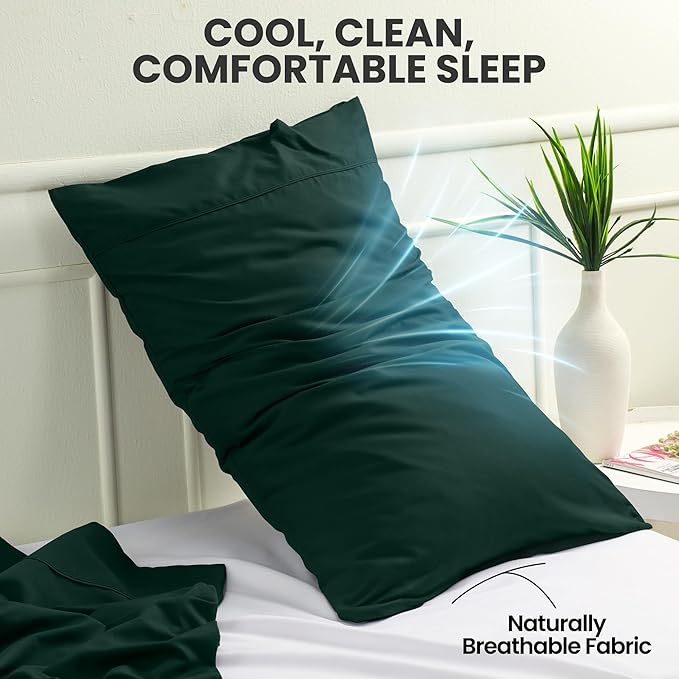 Pillow Covers by Utopia Bedding - King Size 2-Pack – Soft Brushed Microfiber – Perfect for Hospitals, Hotels, Guest Rooms – Oeko-TEX Certified, 20x40 Inches (Emerald)
