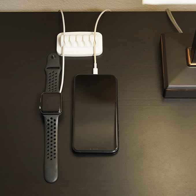 ENVISIONED Desktop Cable Organizer, Weighted, Eco-Friendly Silicone, No Bad Smell, Bundled with 4 Reusable Cable Ties (White)