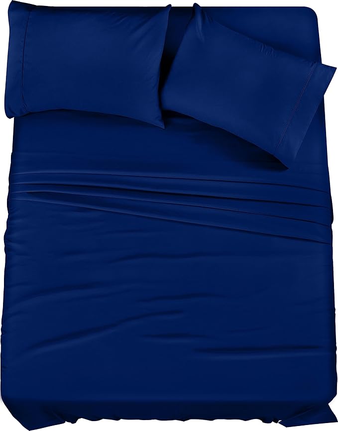 Utopia Bedding King Sheet Set – 4 Piece Bed Sheets for King Size Bed, Soft and Breathable Microfiber, Includes 1 Fitted Sheet, 1 Flat Sheet and 2 Pillowcases (Royal Blue)