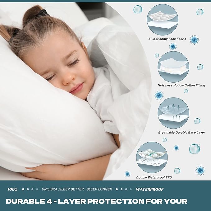 UNILIBRA Cal King Mattress Protector Waterproof, Deep Pocket Mattress Pad Cover Up to 18 Inches, Quilted Fitted Hollow Cotton Filling Breathable Mattress Topper
