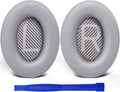 SoloWIT Ear Pads Cushions Replacement, Earpads for Bose QuietComfort 35 (QC35) and Quiet Comfort 35 II (QC35 II) Over-Ear Headphones, Softer Leather, Noise Isolation Foam - PL Silver
