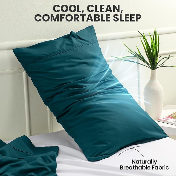 Pillow Covers by Utopia Bedding - Queen Size 2-Pack – Soft Brushed Microfiber – Perfect for Hospitals, Hotels, Guest Rooms – Oeko-TEX Certified, 20x30 Inches (Teal)
