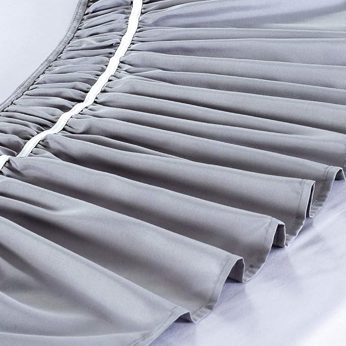 MEILA Wrap Around Bed Skirt Three Fabric Sides Elastic Dust Ruffled 18 Inch Tailored Drop,Easy to Install Fade Resistant-Grey, Queen/King