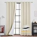 RYB HOME 4-in-1 Dust Filtering Soundproof Blackout Insulating Privacy Window Curtains for Nursery Bedroom Living Room Rivider Sound Absorption Sheet, Beige, W52 x L84 inch, 2 Panels