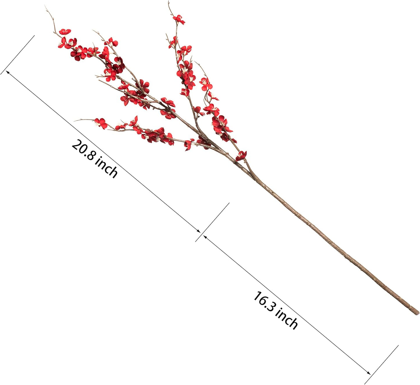 4Pcs Cherry Blossom Branches Artificial Flowers for Spring Summer Indoor Decoration,Faux Long Stem Artificial Flowers for Wedding Home Office Bedroom Party Table Centerpieces Decor(Red)