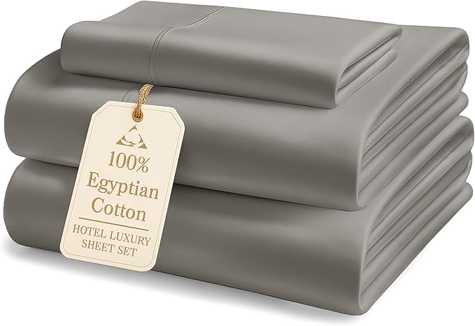 LANE LINEN 100% Egyptian Cotton Twin XL Sheets - 1000 Thread Count, Soft & Comfy No Pill Fade Resistant Oeko-Tex Certified sustainably Produced Cotton Sheets Twin XL, 15" Deep Pokcet - Charcoal