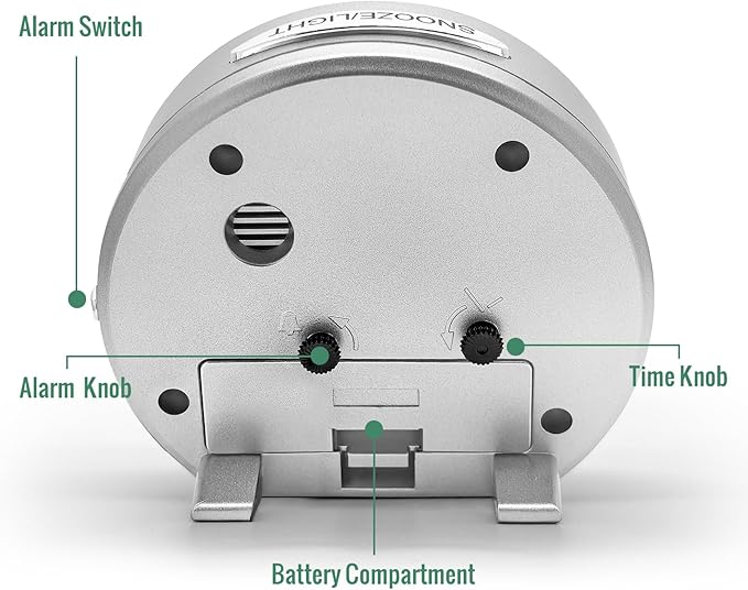 4 Inch Analog Battery Travel Alarm Clocks for Bedrooms, Small Desk Clock, Alarm Clocks for Bedrooms Bathroom Kithchen Home Office, Old School Bedside Table Nightstand Clock Decor, Silver