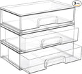 Vtopmart 12.1''W Clear Stackable Storage Drawers,3 Pack Acrylic Plastic Organizers Bins for Makeup Palettes, Cosmetics, and Beauty Supplies,Ideal for Vanity, Bathroom,Cabinet,Desk Organization